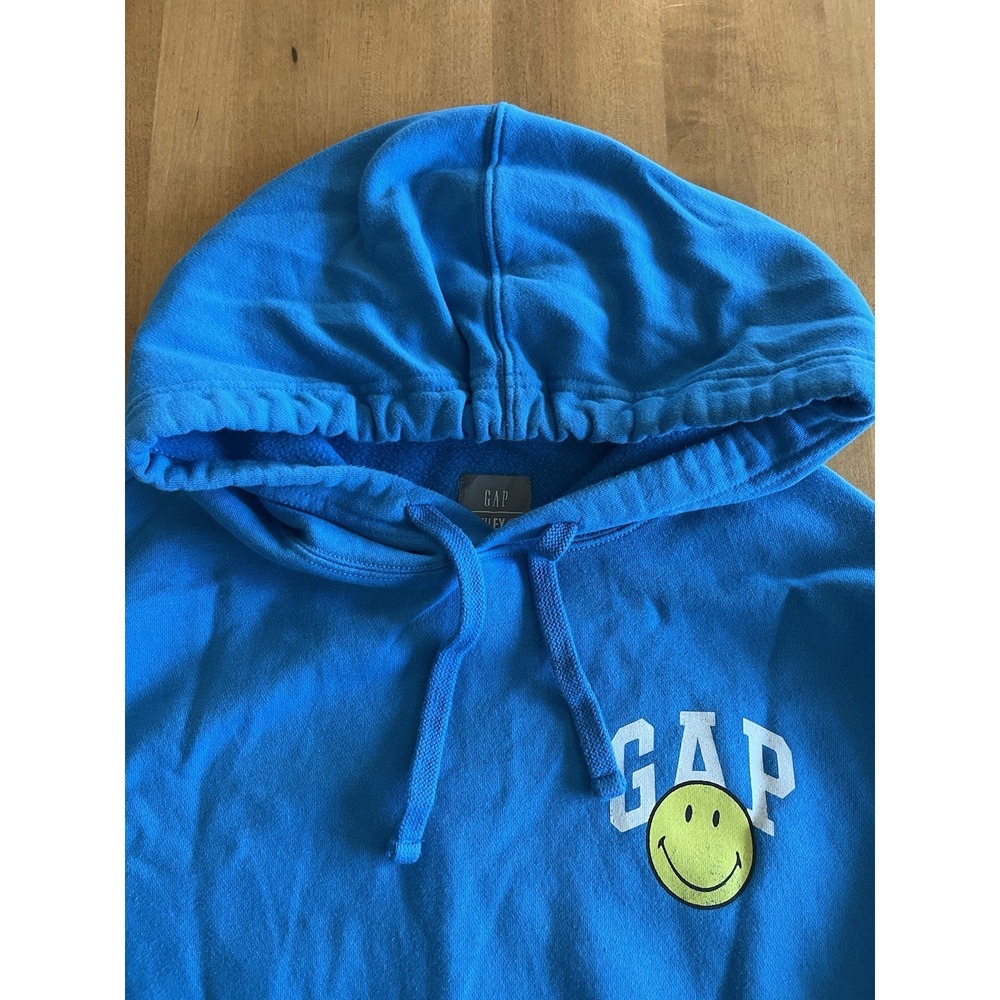 GAP x Smiley Vintage Soft Logo Hoodie Blue Sz M Medium Limited Edition - Picture 4 of 10